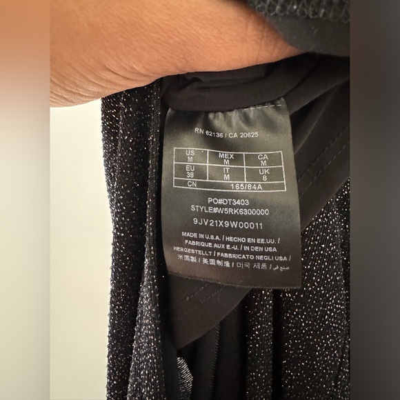 Black silver glitter cocktail dress w cowl/drape neck and halter-style back sz M - Picture 2 of 5